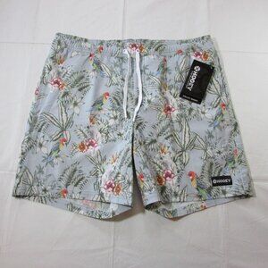 Hooey Men's Big Wake Volley Board Short With Liner Swim Trunks - Palm Leaf Blue